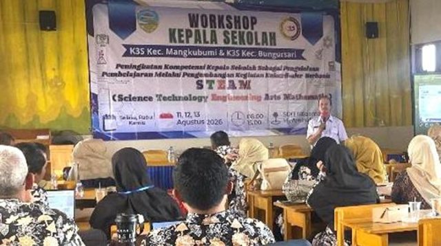 Peserta Workshop Kepala Sekolah K3S Kecamatan Mangkubumi dan Bungursari mengikuti kegiatan peningkatan kompetensi kepala sekolah dan penguatan implementasi pendidikan inklusif, yang berlangsung di SDIT Istiqomah Hj. Aminah, Rabu, 12/08/2026.